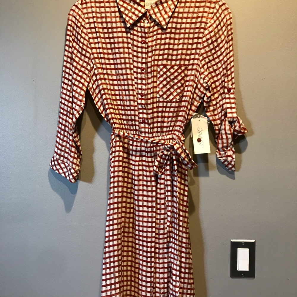 NWT ModCloth HD Checkered Button Down Dress; Sz: M